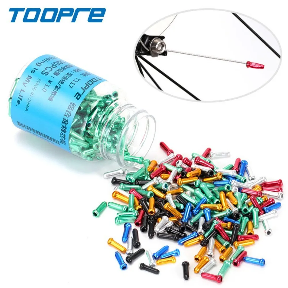 

50pcs TOOPRE Bicycle Cable End Caps Aluminum Multiple Colors Brake Shift Derailleur Cable Tips Bike Line Core Caps