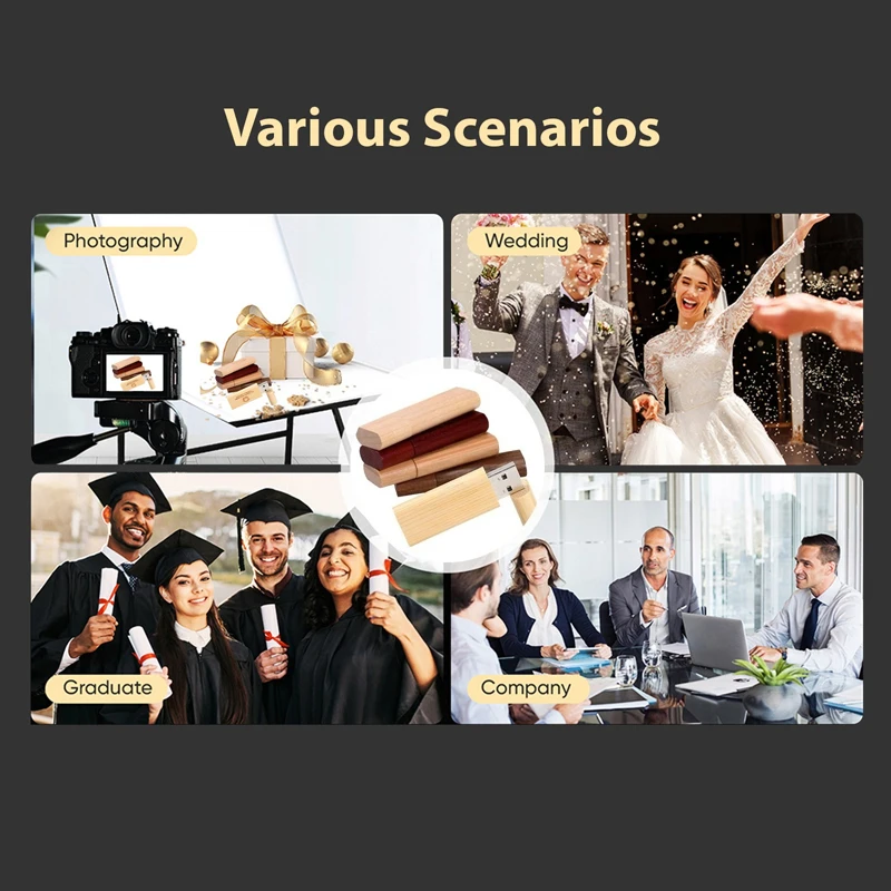 Wooden USB 2.0 Flash Drives 64GB Key Chain Pen Drive 32GB Portable Memory Stick Business Gift U Disk For Laptop USB Stick 16GB