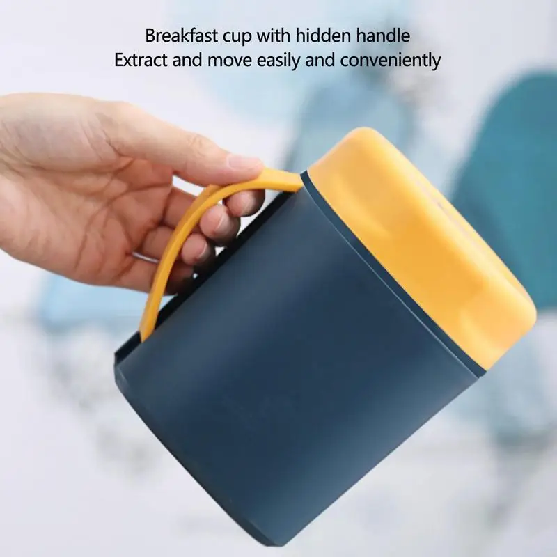 530ml Breakfast Cups Cereal Nut Yogurt Salad Soup Cup Container With Fork Thermal Microwave Food Storage Bento Box Lunch Box