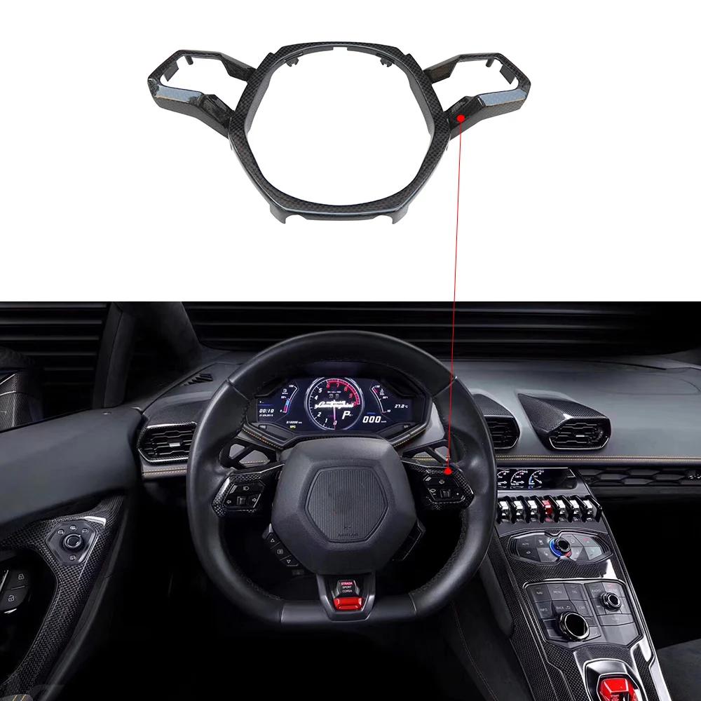 

OEM Replacement Style Dry Carbon Car Interior lp610 Steering Wheel Panel Cover Trim for Lamborghini Huracan lp580 Steering Wheel