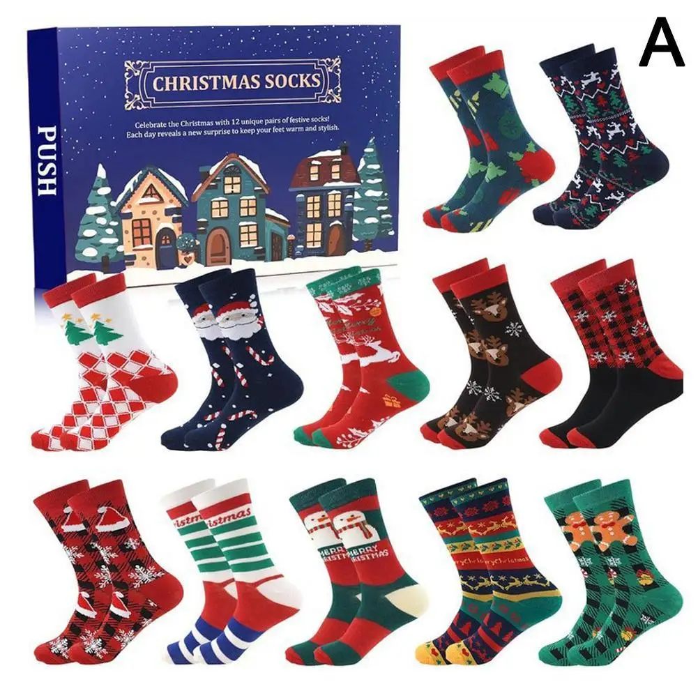 Christmas Stocking Advent Calendar 24 Days Cotton Socks Countdown Calendar Christmas Gifts For Men Women New Year Party Favors