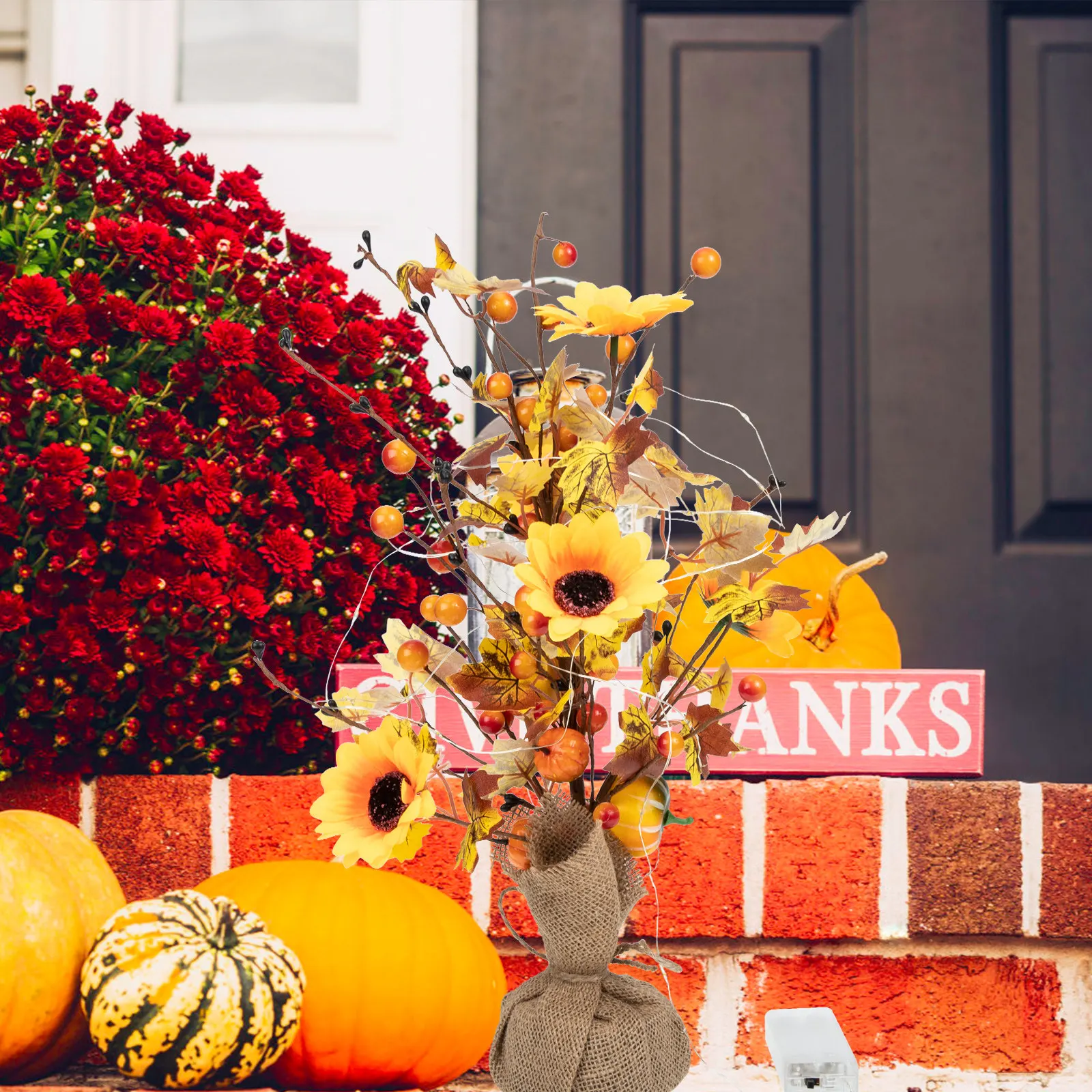 

Осеннее светодиодное декоративное освещение в виде кленового дерева для Дня Благодарения, настольный светильник-ветка для интерьера, с питанием от сети