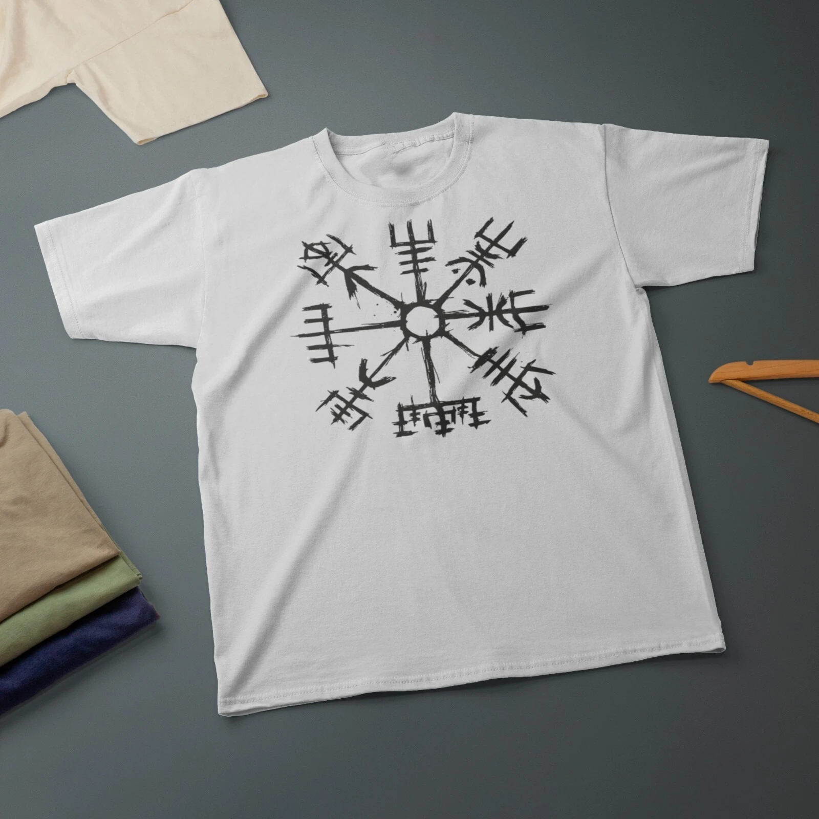 تي شيرت Viking Compass Nordic Rune بمقاسات وألوان مختلفة تي شيرت مثير للاهتمام يمكن ارتداؤه من قبل الرجال والنساء #2