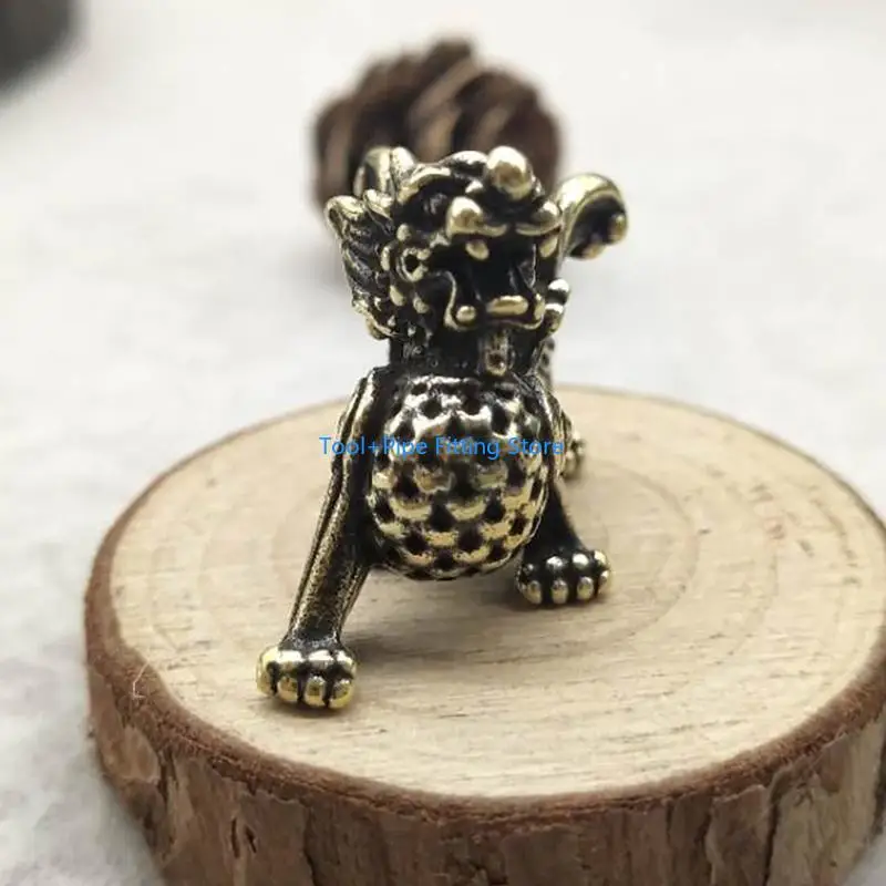 F92B Auspicious Brass Fengshui Dragon Statue Figurine for Fengshui Charm Sculpture