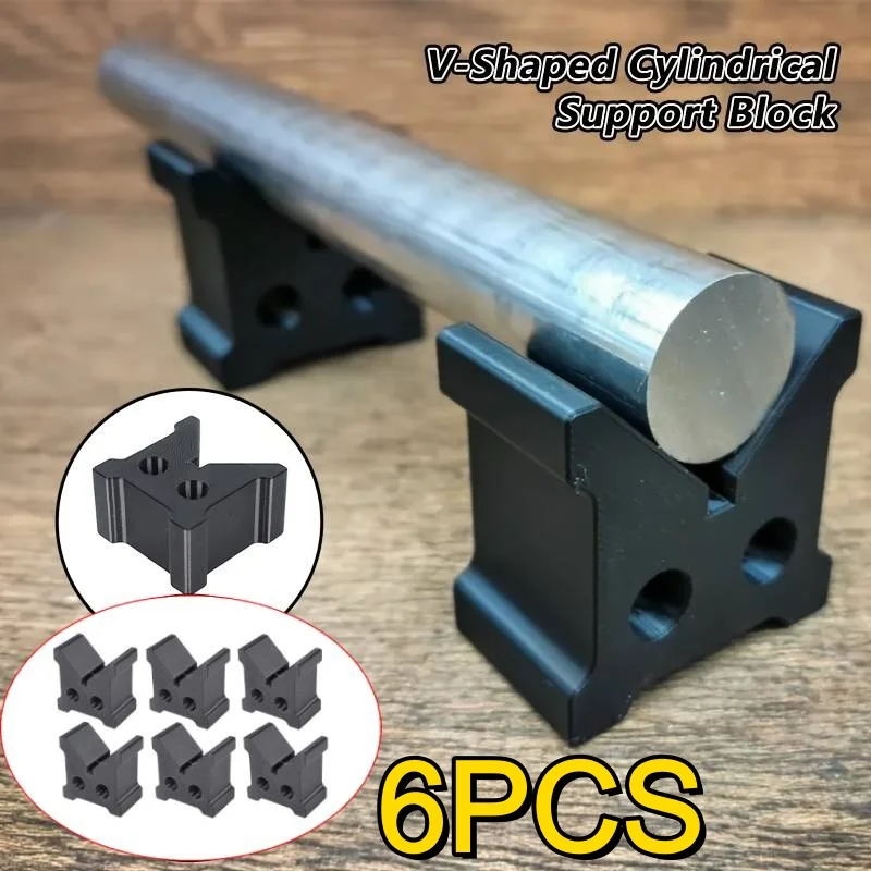 6/2PCS Black V-shaped Cylinder Support Block, 90 ° Round Bar V-shaped Fixture Lathe Processing Positioning Bracket