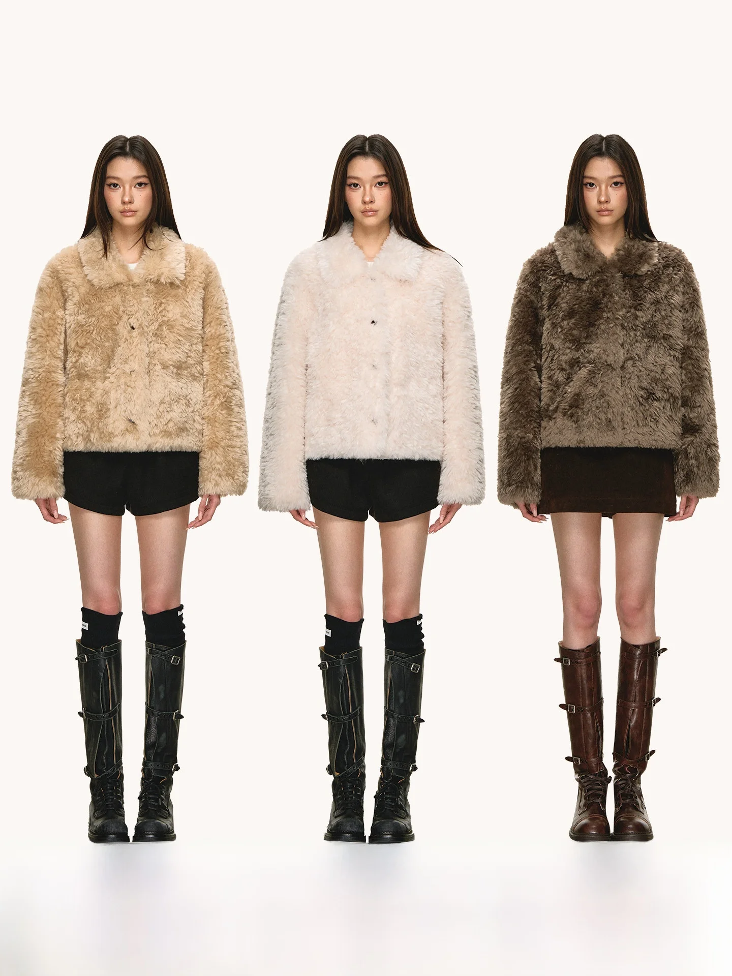 

Anna Aneae Women's Lamb Fur Jaet Soft Warm Thi Autumn Winter Casual Sle ort Coat Button Closure Long Sve Pure Color