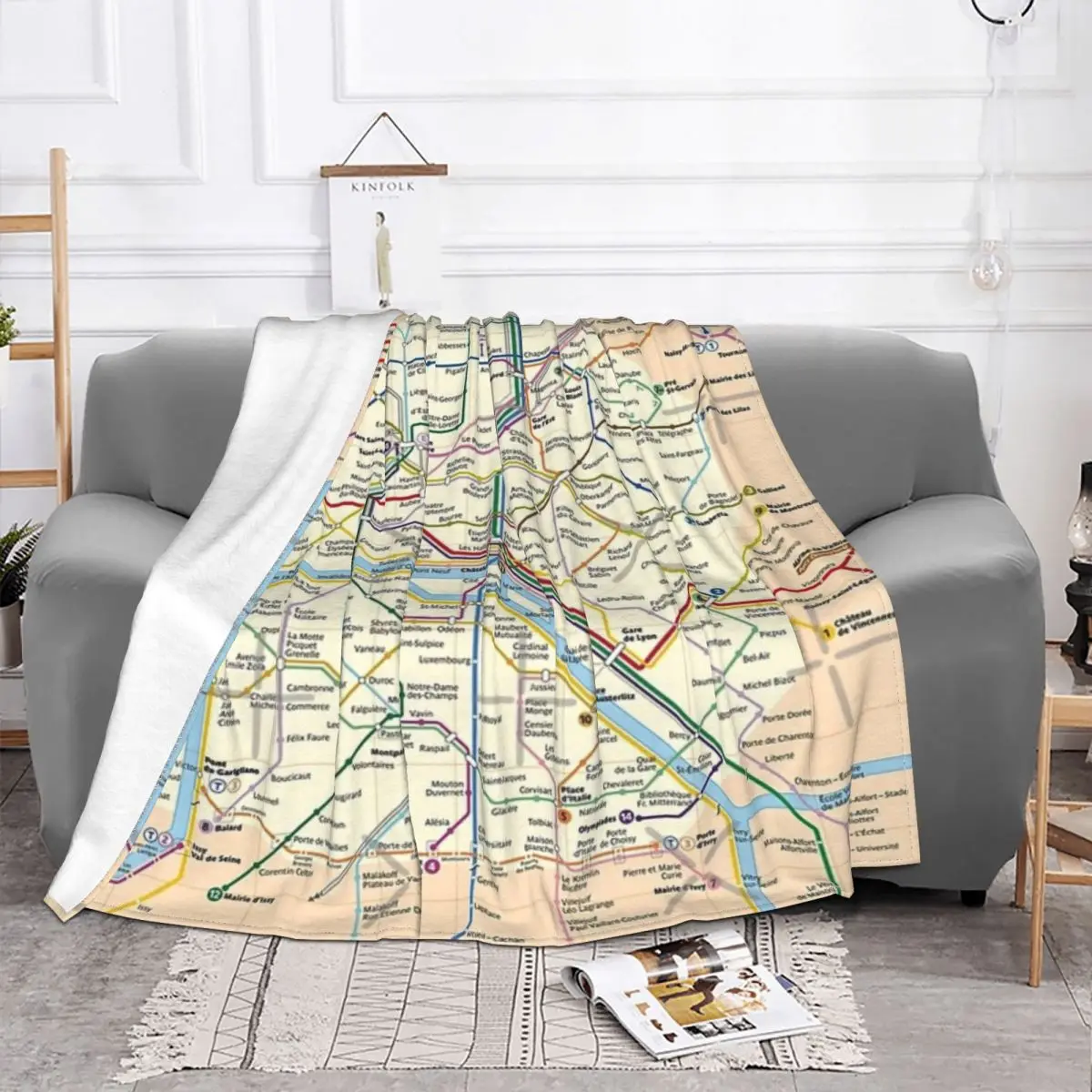 Paris METRO Map Four Seasons Universal Blanket Campsites Can Be Covered Halloween Gifts