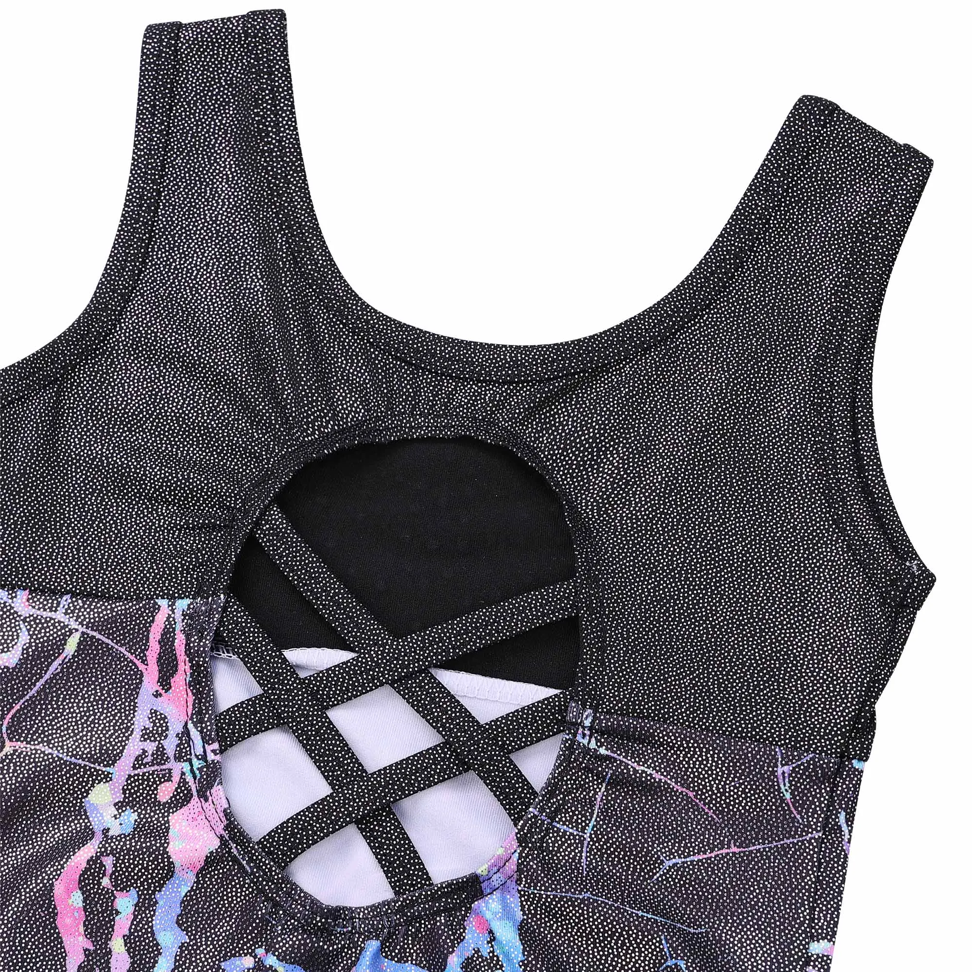 BAOHULU-traje de gimnasia sin mangas para niña, leotardo de Ballet de Color negro, Ropa de baile para práctica de bailarina