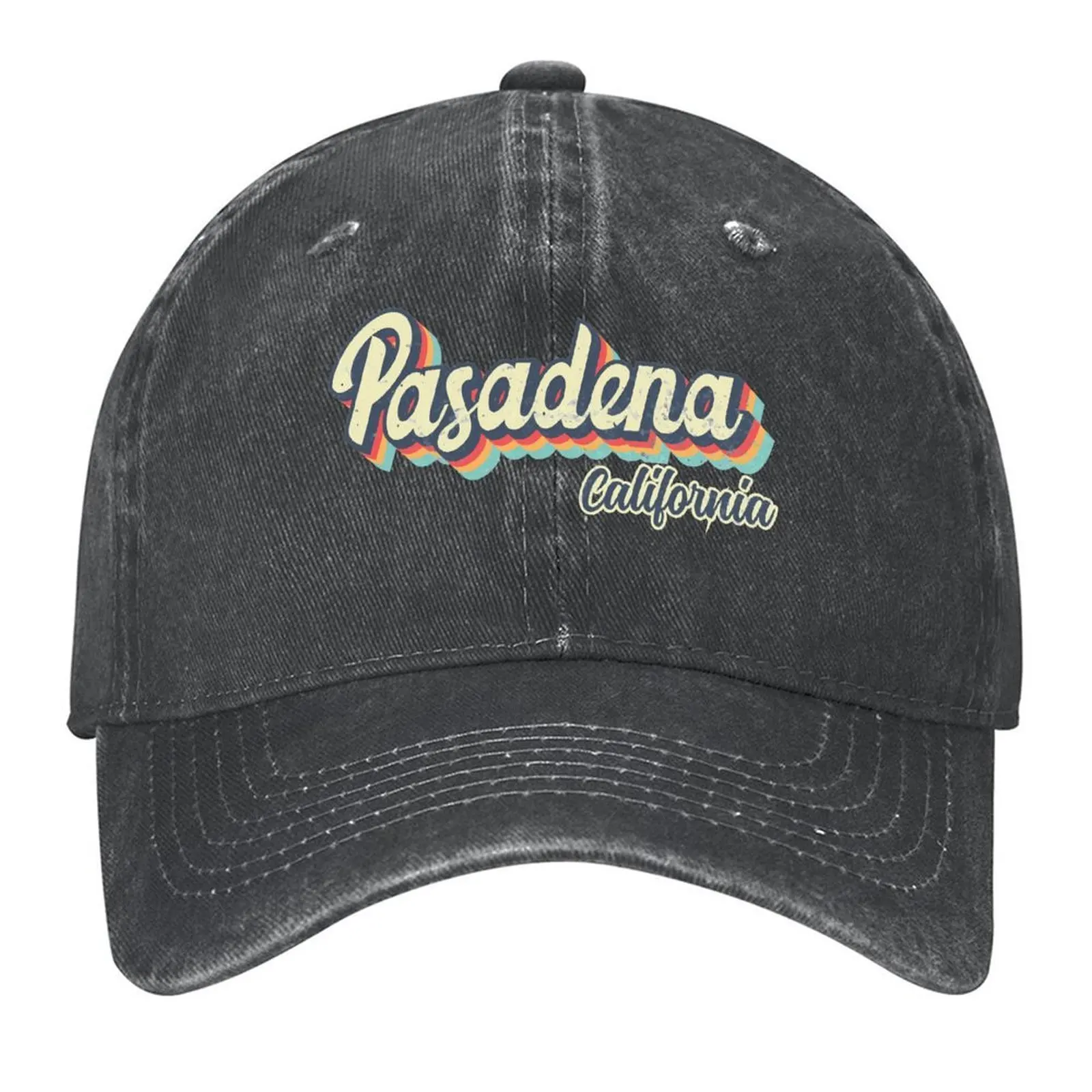 

Pasadena City California Retro Vintage 70s rainbow Baseball Cap designer cap hard hat Hat Beach Hat Man Luxury Man Women's