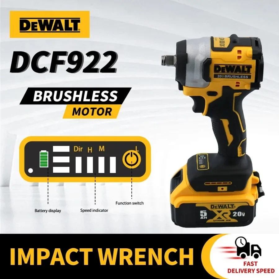 

DEWALT DCF922 Cordless Electric Impact Wrench Lithium Battery Rechargeable High Torque Variable Speed Motor Power Tools