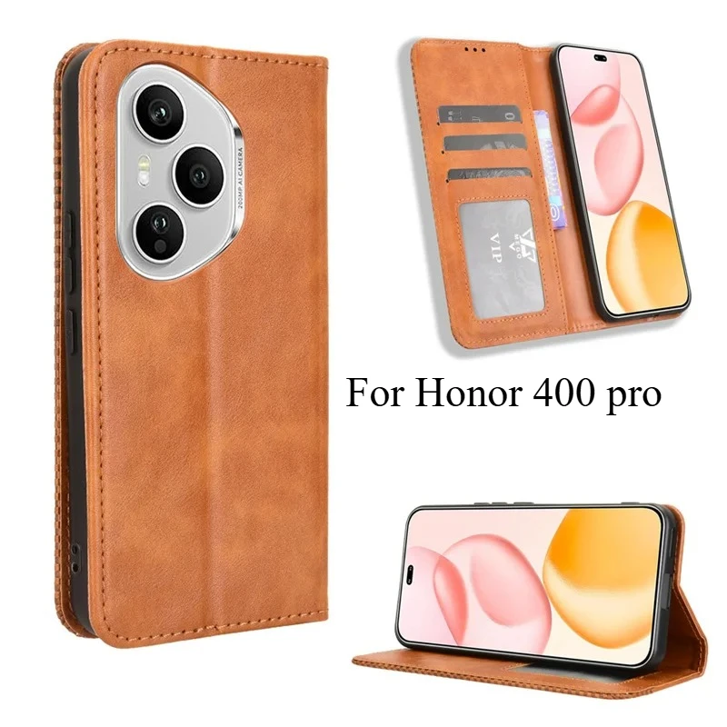 

Retro Flip Book Leather Cover for Honor 400 Pro Magnetic Flip Wallet Card Slot Case for Honor 400 Lite Honor400 Phone Bags