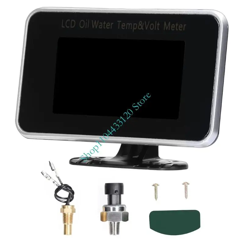Motorcycle Triple Monitor LCD Display Meter Instrument for Water Temperature and Oil Pressure Universal Fit Build