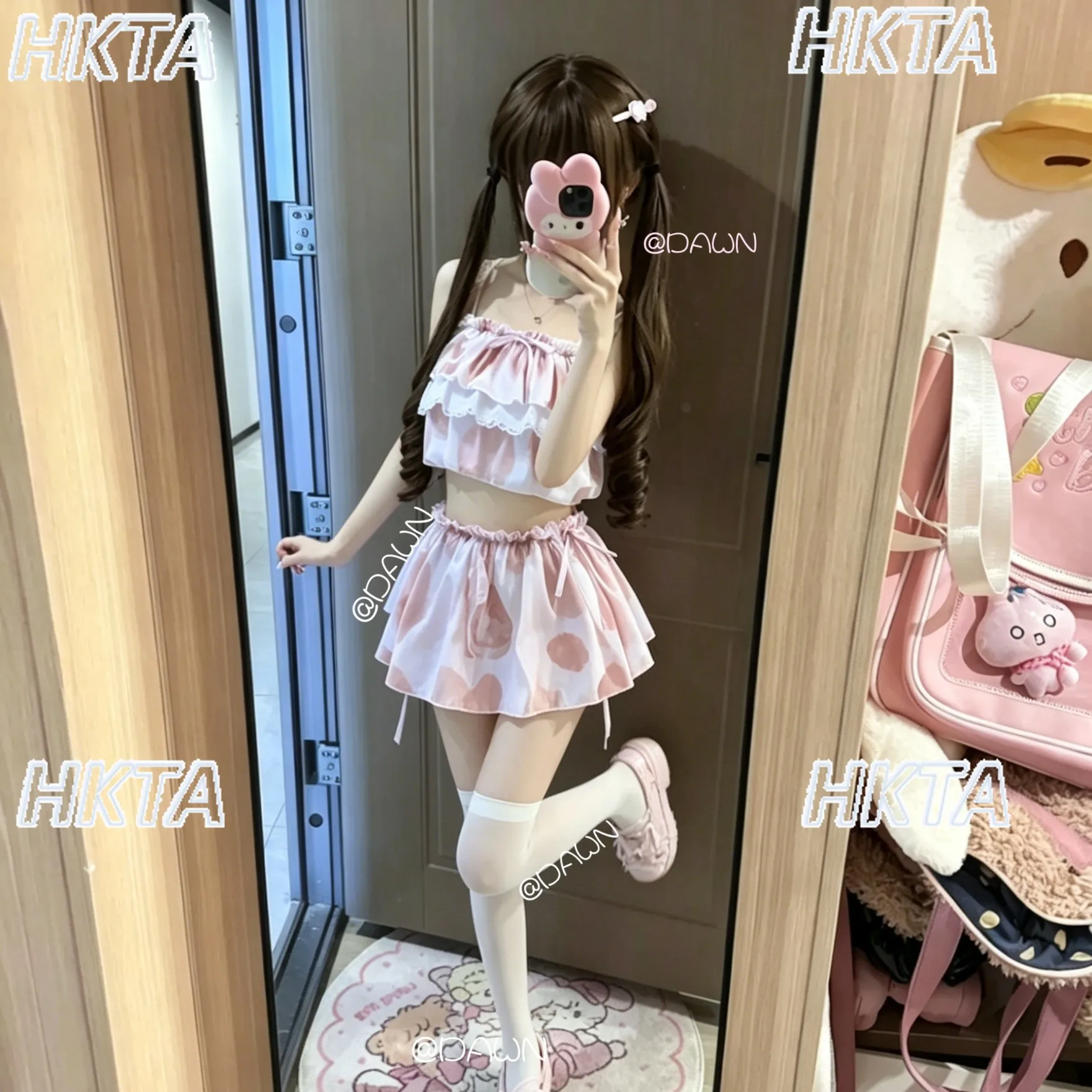 Original Japanese Style Girly Skirted Swimsuit Cute Soft Ruffle Bikini Swim Set Hot Spring Vacation Beach Bathing Suit Women