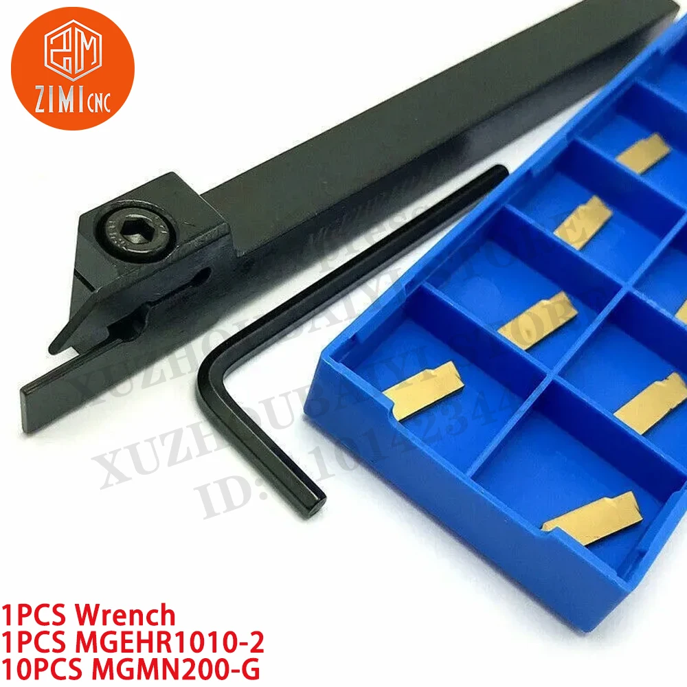 1PC MGEHR1010-2 10mm CNC Grooving Cut-Off Holder 2mm + 10* MGMN200-G Carbide insert CNC tool metal lathe mechanical cutting tool