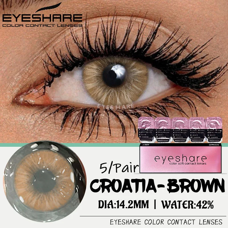 EYESHARE 5 Pairs Daily New Color Contact Lenses for Eyes 42% High Water Content 1 Day Lens Comfortable to Wear Daily Disposable