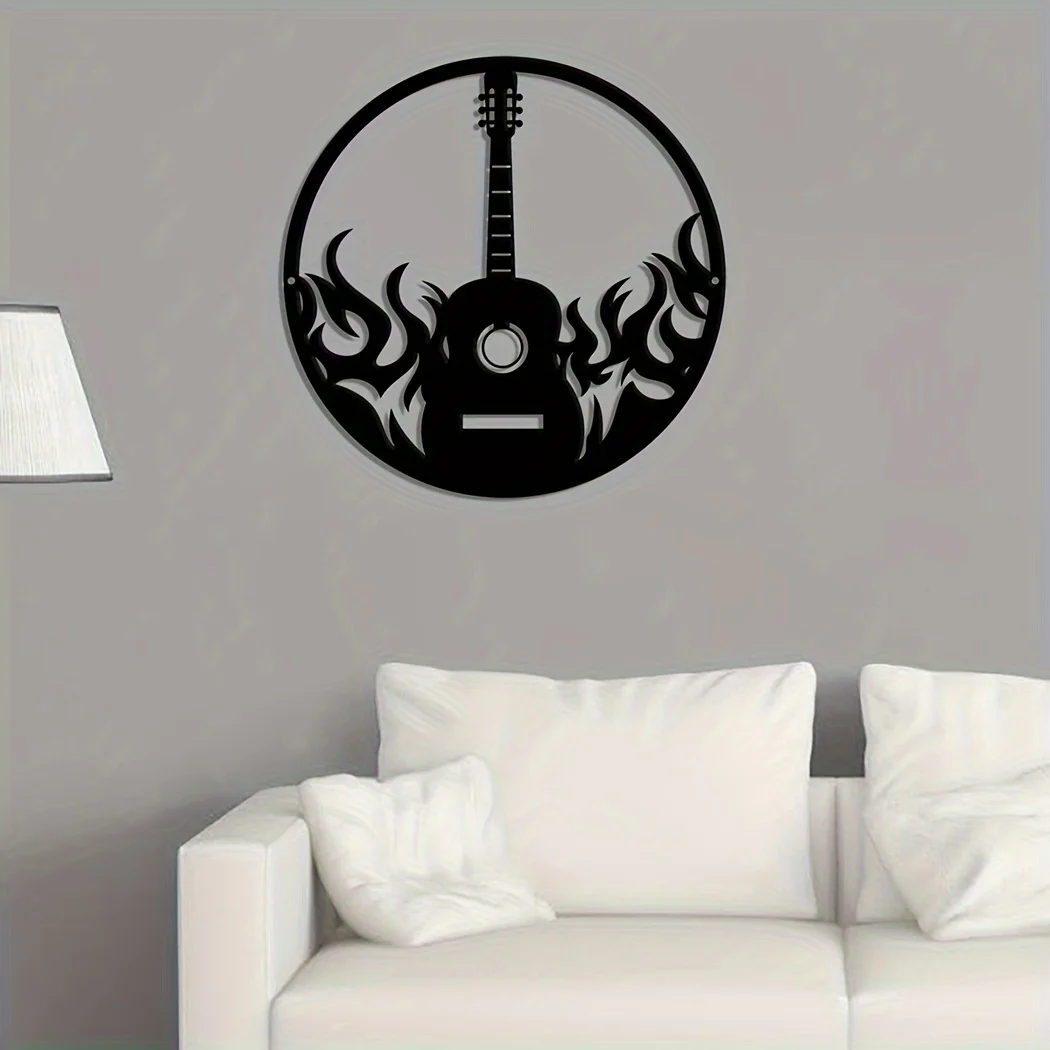 1pc Guitar Wall Art, Guitar Metal Sign, Guitar Player Gift Band, Room Decor Musical Instrument Sign, Modern Wall Decor