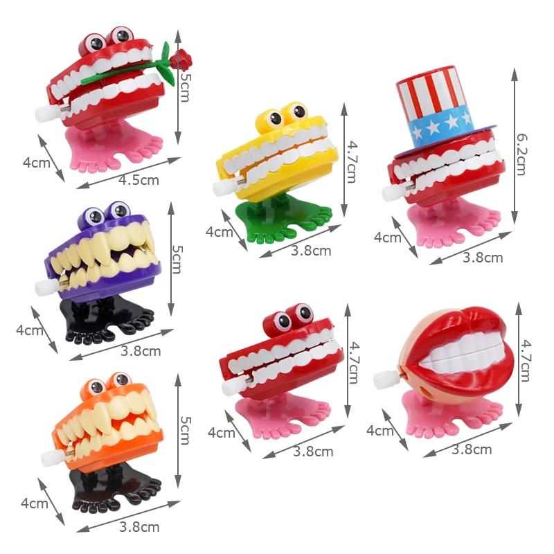 3PCS Jumping Teeth Fun Creative Toy Chain Up Winding Toy Jumping Teeth Funny Trick Christmas Gift Teeth Oral Toy Birthday Gift