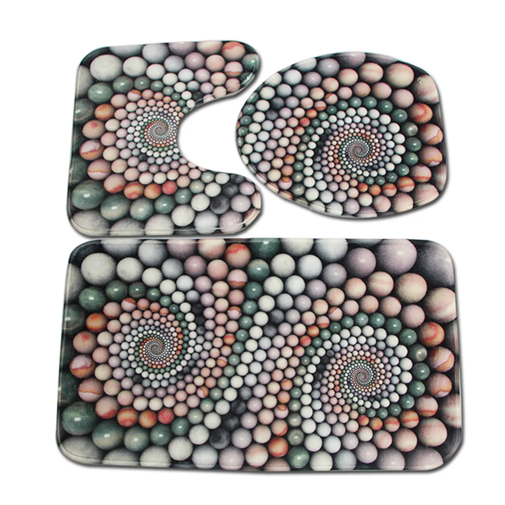 

Round Stone Element Pattern Bathroom Set Stone Art Bathroom non-slip Carpet Foot Mat Toilet Mat Bathroom Decoration Super Soft