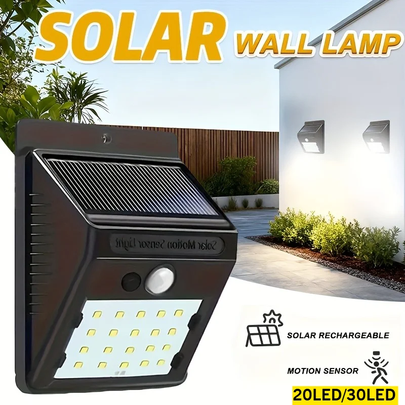 PIR Motion Sensor 20/30LED Sunlight control 3 sided Solar Energy Street light Yard Path Home Garden Solar Power lamp Wall Light