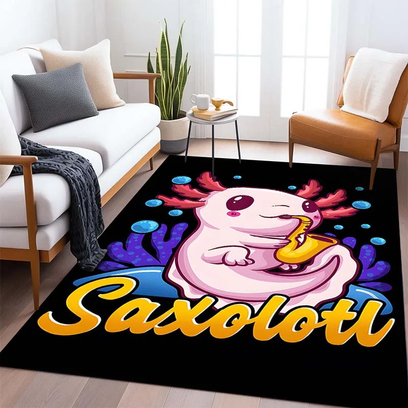 Kawaii  A-Axolotl Gaming Pattern Living Room Bedroom Carpet Bedside Bathroom Floor Mat 15 Size Area Rug Game Room Decor Play Mat