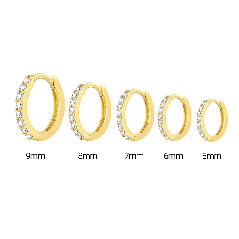 1Pair Gold Color Hoop Earrings For Women Fashion Cubic Zirconia Small Huggie Cartilage Earrings Helix Tragus Piercing Jewelry