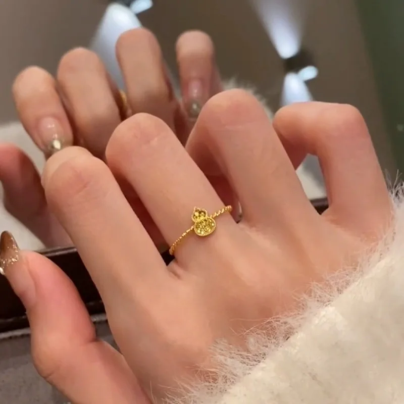 Золотой браслет с пятью тыквой и чешуей дракона, женский новый китайский комплект серег-гвоздиков с кольцом из сломанной ледяной тыквы