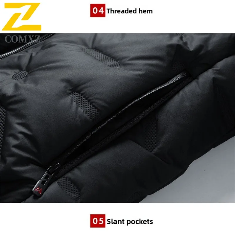 COMXZ Padding Coat Plus Size Stand Collar Winter New Thickened Korean Style Cotton Jacket Men Fleece Lined Unisex Outerwear