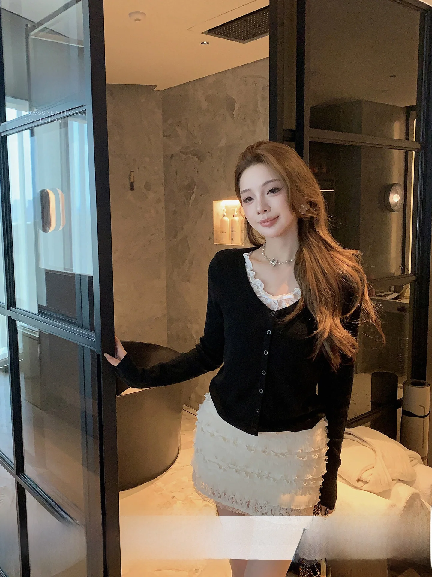 

Romantic Sle Long Sve Knitted Lace Trim Open Cardigan Women's Spring Design Sense Outerwear Casual Commute Polyester Fiber