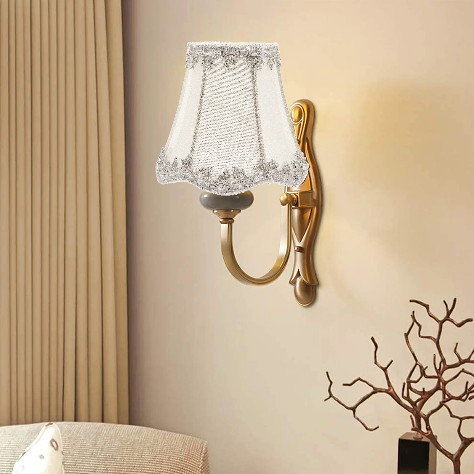 Bell Lamp Shade Fabric Lampshade Locket Decorations Cloth Cover Nightstand Desk