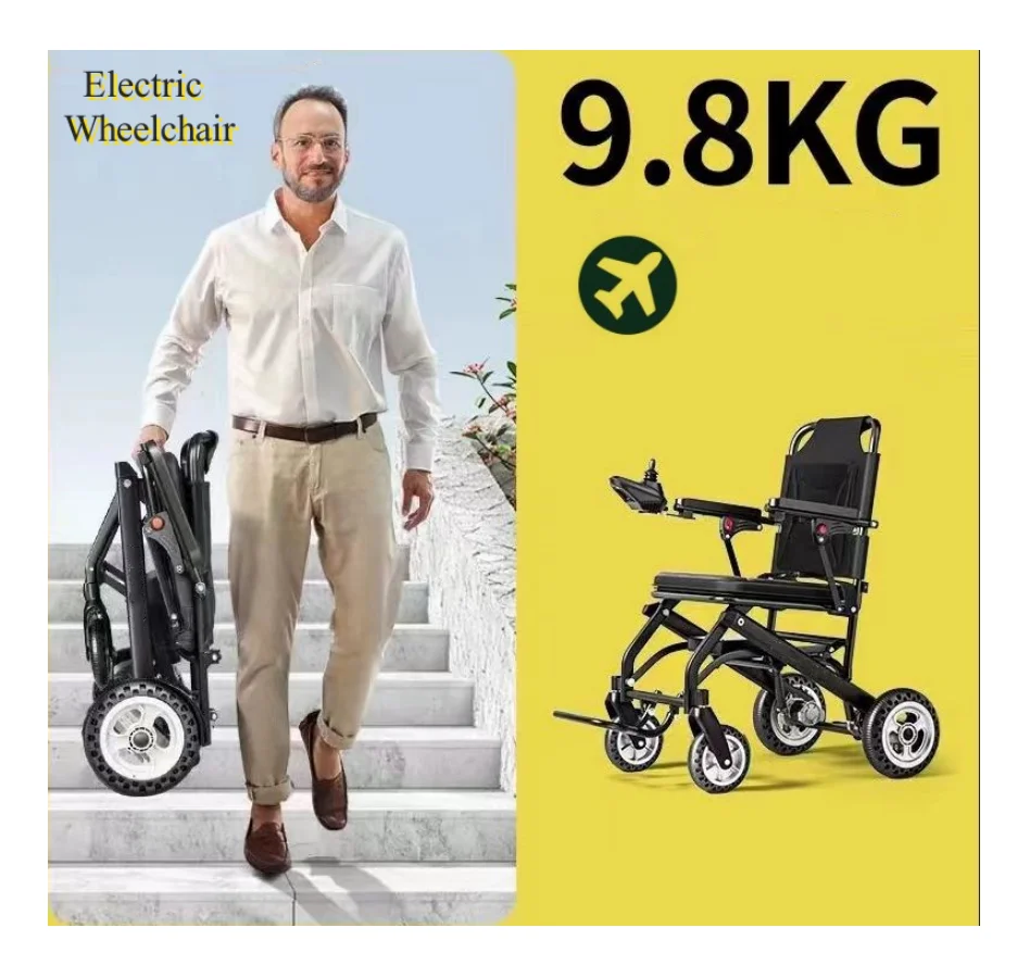 9.8kg 10A Lithium Battery Aluminum Lightweight Portable Folding Active Power Electric Wheelchair Foldable For Disabled Elderly