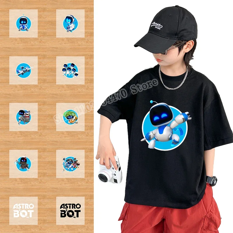 Astro Bot Iron on Sticker Game Cartoon Heat Transfer Stickers Diy T-shirt Backpack Decoration Kawaii Clothing Accessories Gifts