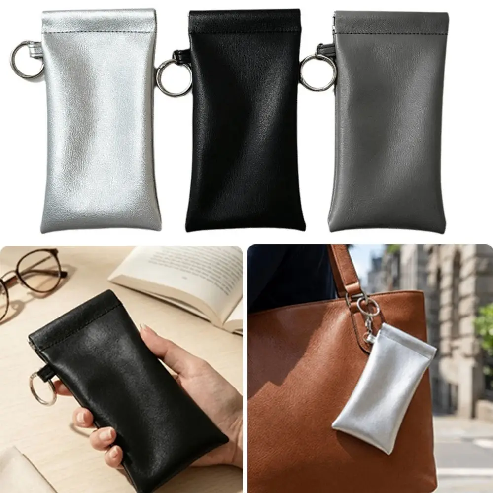 PU Leather Glasses Storage Bag Hanging Soft Myopia Glasses Case Waterproof Automatic Closure Sunglasses Protective Cover