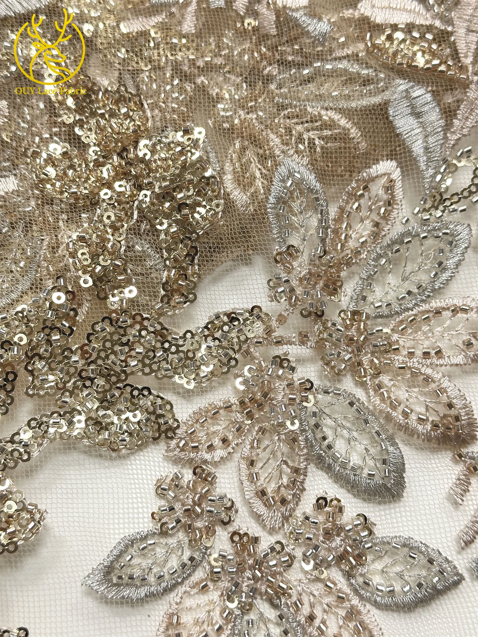 Eleganter afrikanischer Bräutigam-Stickerei-Spitzenstoff mit Perlen, 2026er Mode, französischer Tüll-Pailletten-Spitzenstoff für nigerianische Partykleider – Detail 10