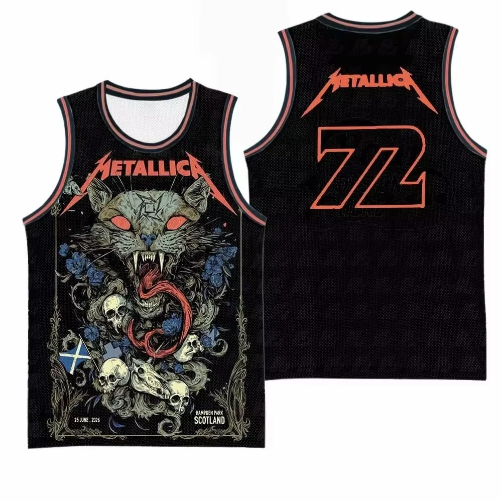 2026 Neues Metallica Album Basketball-Trikot Ärmelloses Shirt, Sommer Herren Y2k M72 Tour Rock Mode Schnelltrocknendes Sweatshirt Singlet