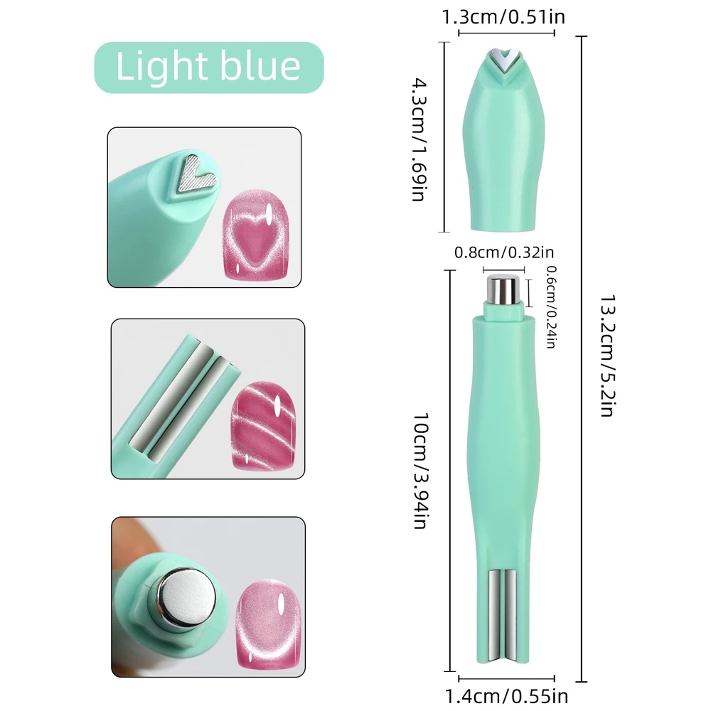  Glasperlen speziell für Katzenauge, rosa Nagel-Magnetstab, neu verbessertes Nagellack-Kleber-Magnetstab, Doppelkopf-Magnetwerkzeug
