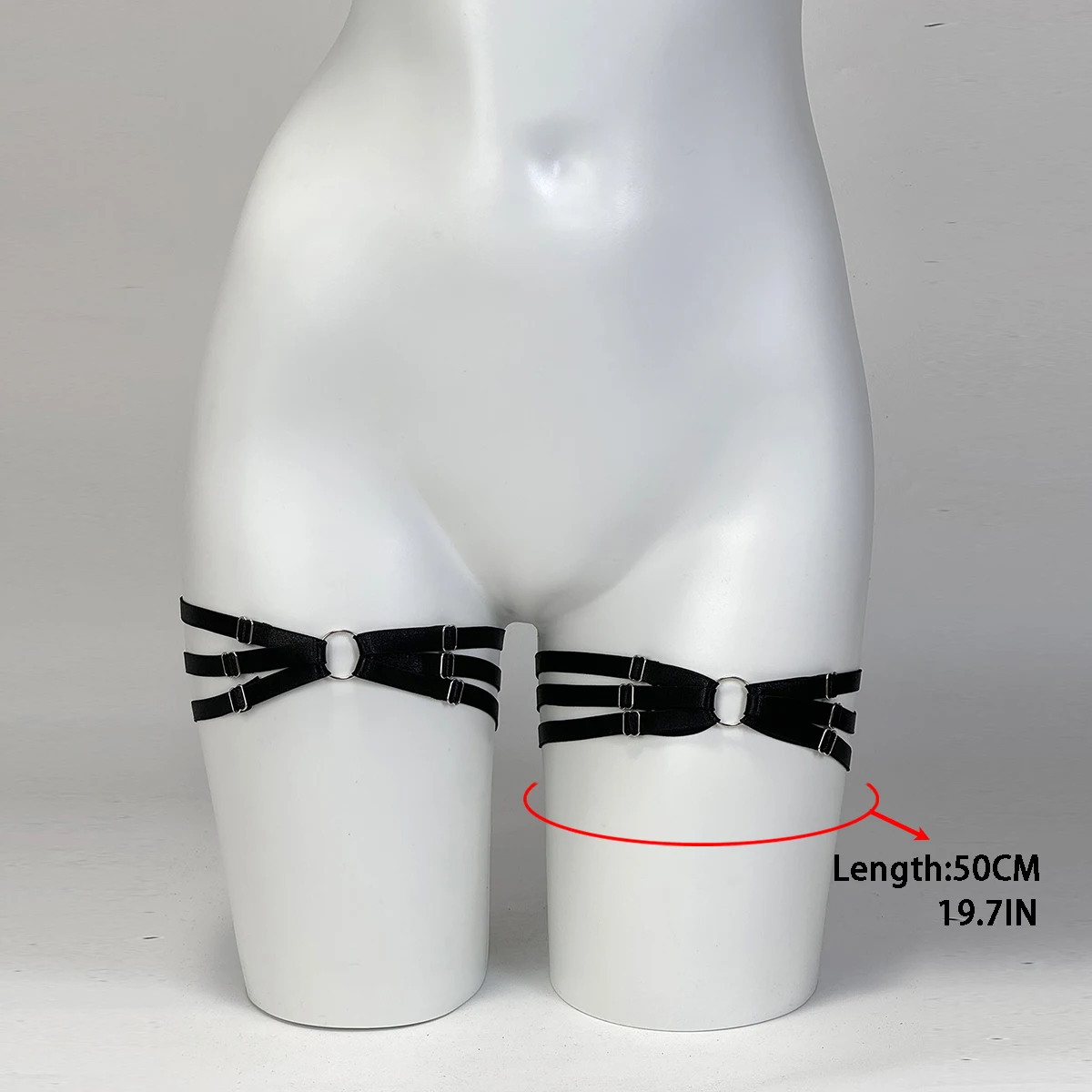 السيدات الأسود مطاطا الساق الديكور حزام قابل للتعديل مثير الفخذ الدائري اليومية عطلة حزب الملحقات لوليتا يقترن