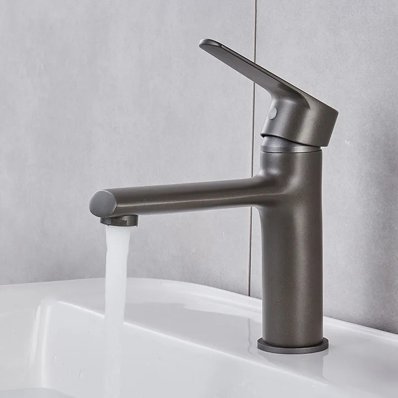 Basin Faucet Bathroom Deck Mounted Hot and Cold Water Mixer Tap Matte Black Kitchen Lavatory Sink Brass Faucts