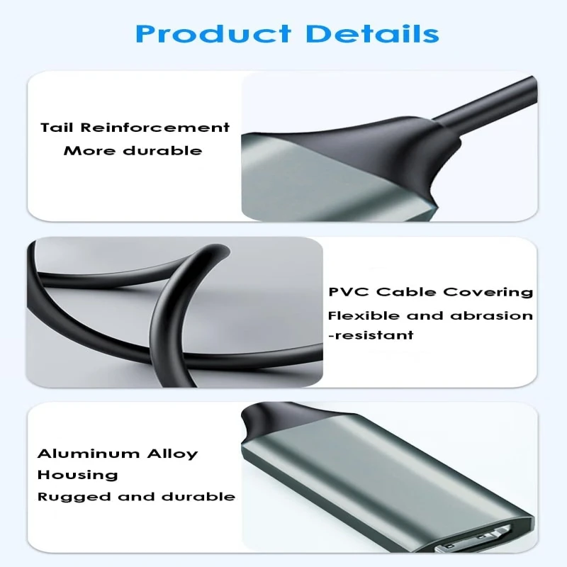 كابل USB من النوع C إلى HDMI متوافق مع USB C إلى HDMI محول 4K USB 3.1 HDTV مهائي كابلات لجهاز MacBook Chromebook Samsung Xiaomi #6