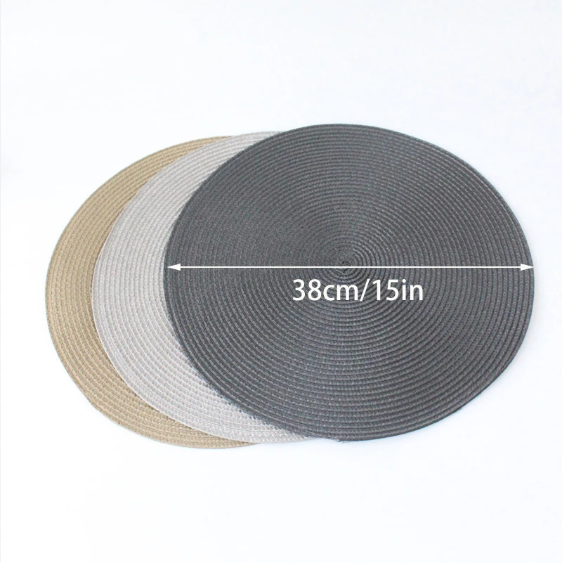 Round Woven Non-slip Placemat Coaster Pad Cafe Mug Dining Table Mat Nordic Kitchen Accessories Napkin Tableware Home Decor