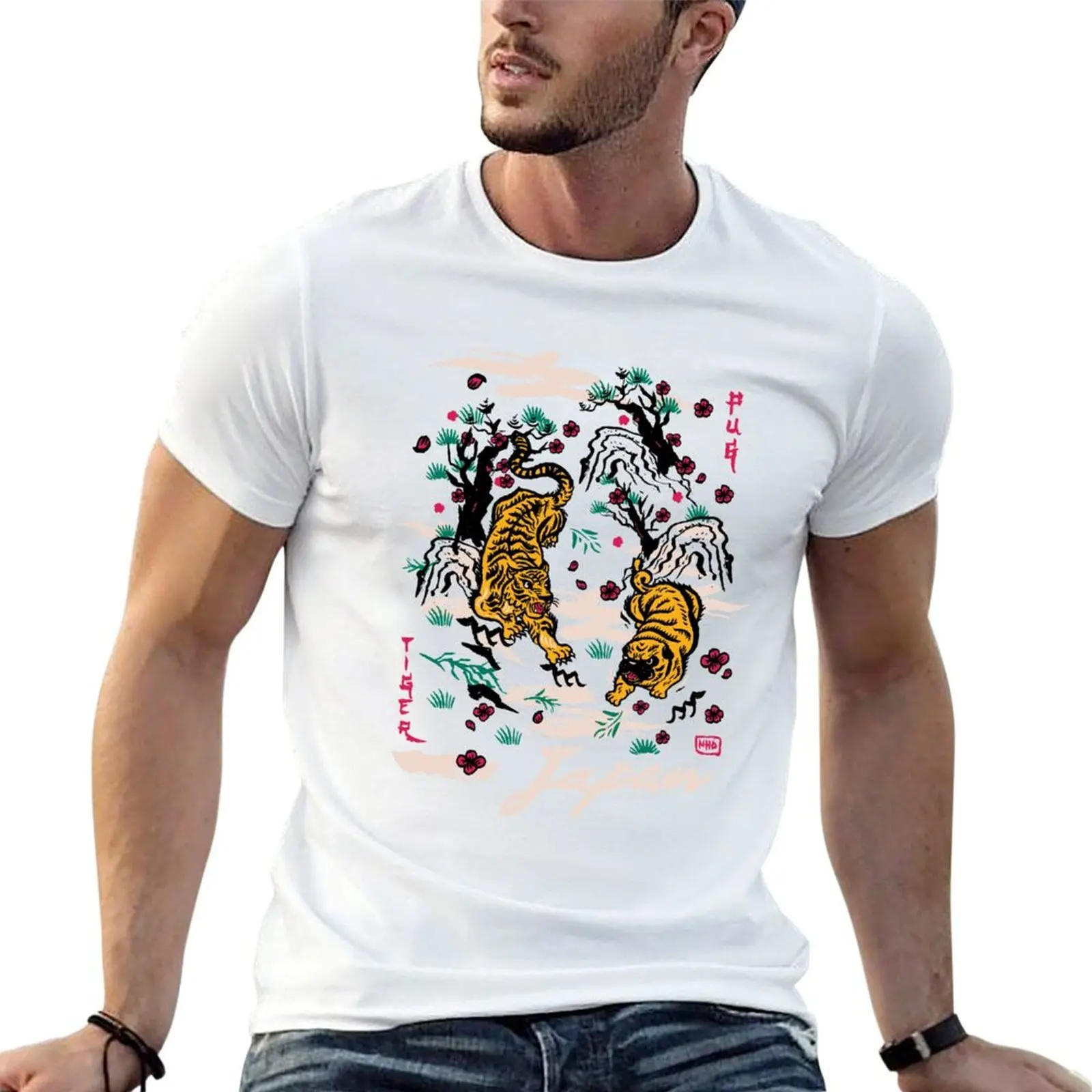 and Tiger for Japanese cotton shirt man shirts Pug t vintage graphic style man t man shirts t T-Shirt for anime