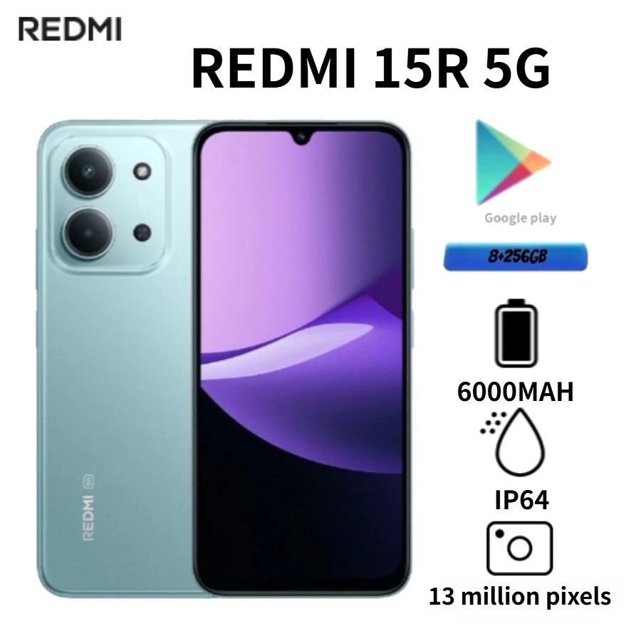 2026 Redmi 15R International Edition Smartphone, 6.9-inch 120Hz high refresh rate, dual SIM, 6000 mAh battery capacity