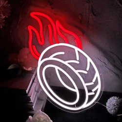 Car Wheel LED Neon Sign Dimmable Neon Light Sign for Fire Garage Car Service Repair Shop Racing Club Wall Club Shop Art Decor