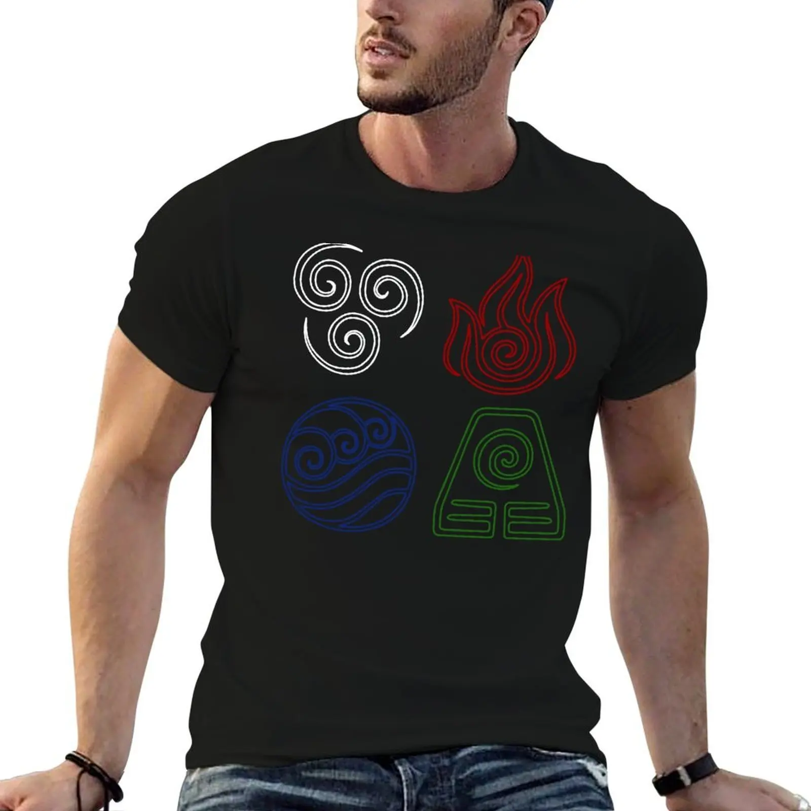 Four Elements Minimalist T-Shirt black cotton t-shirt plain for man package man t shirt cotton essential t shirt T-shirt