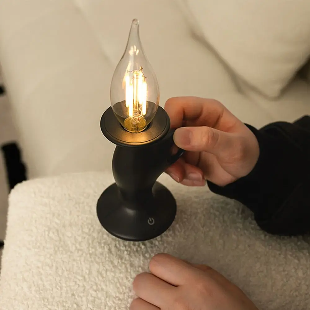 Lampu Bentuk Lilin Dapat Diredupkan Lampu Lembut Romantis Lampu Suasana LED Kontrol Sentuh Lampu Malam Portabel Kreatif