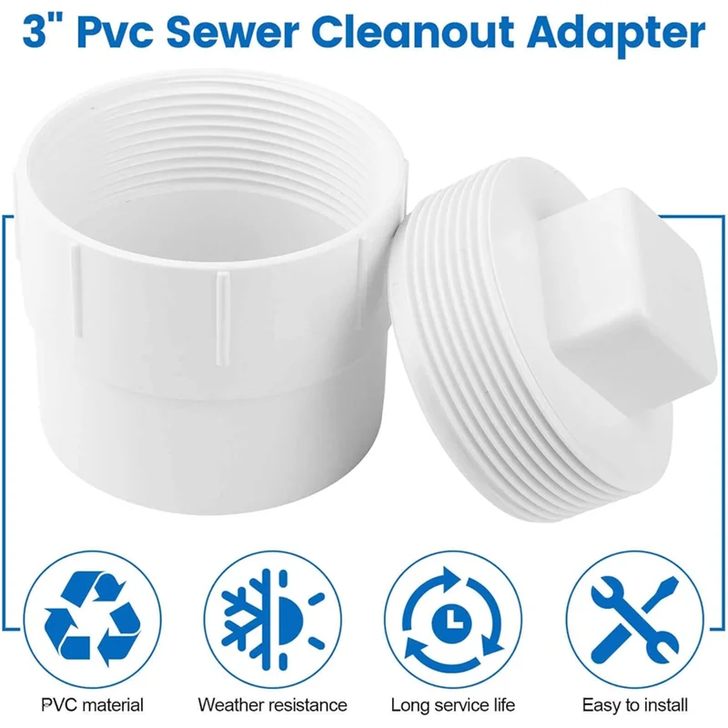 

AT63-PVC DWV Крышка для очистки канализационной трубы 3-дюймовая дренажная крышка для очистки водосточной трубы Крышка для очистки