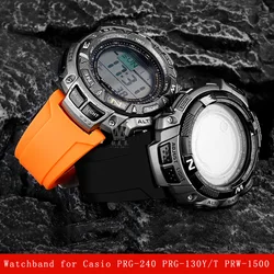 Silicone bracelet for Casio PRG-240 PRG-130Y/T PRW-1500 resin silicone watch strap accessories Men's wristband notches watchband