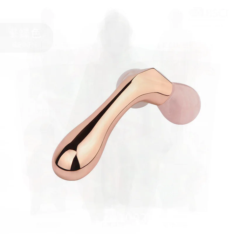 Natural Crystal Jade Face Roller Massager for Eye Beauty Lift Firming V-Shape Zinc Alloy Handheld Face Slimming Tool