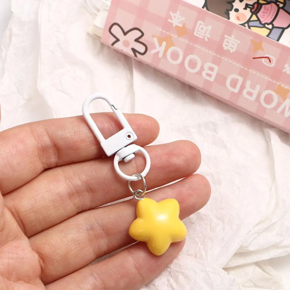 Keyring Stars Yellow Pink Stars Keychain Chubby Soft Chubby Milk Yellow Star Keychain Pentagram Yellow/Pink Fun Decorative