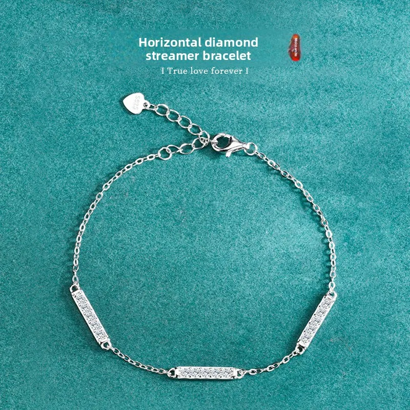 S925 Silver Platinum-Plated 0.45CT D-Color Moissanite Minimalist Woodland Bracelet for Women
