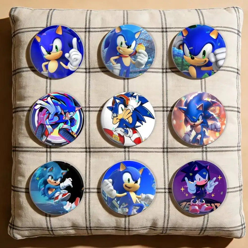 S-Sonics Hedgehog Cartoon Laser Badge Creative Pins Brooch for Bag Clothes Hat Decor Gifts Fans Collect